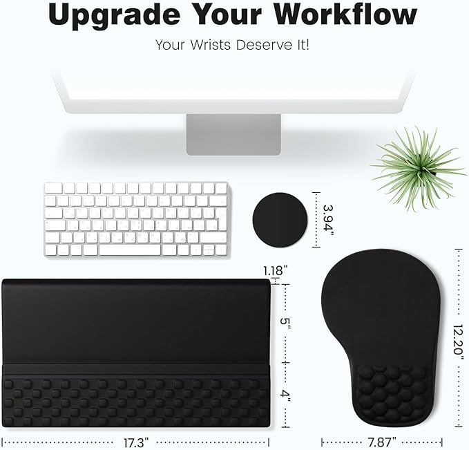 Ospelelf Ergonomic Mouse Pad and Keyboard Stand Wrist Rest Set, Memory Foam - Image 6