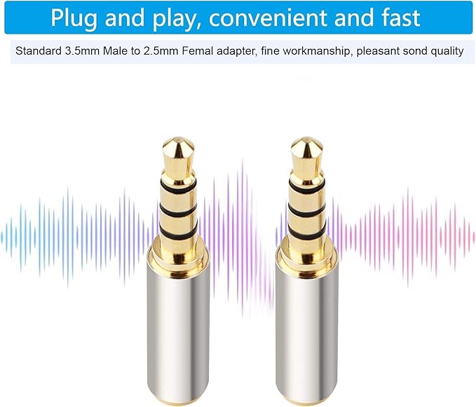 Mizi [2 Pack 3.5mm Male to 2.5mm Female Stereo Audio Adapter Headset Converter - Image 2