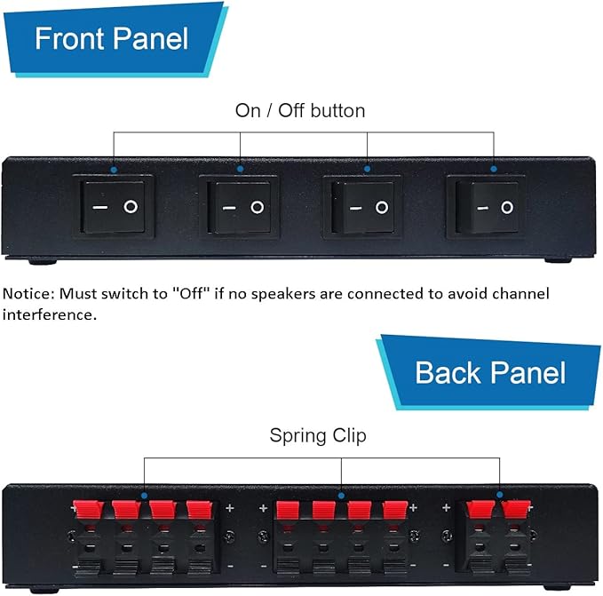 SENWIKATIN 4 Zone Speaker Selector, Passive 200W Distribution Box Control 4 - Image 2