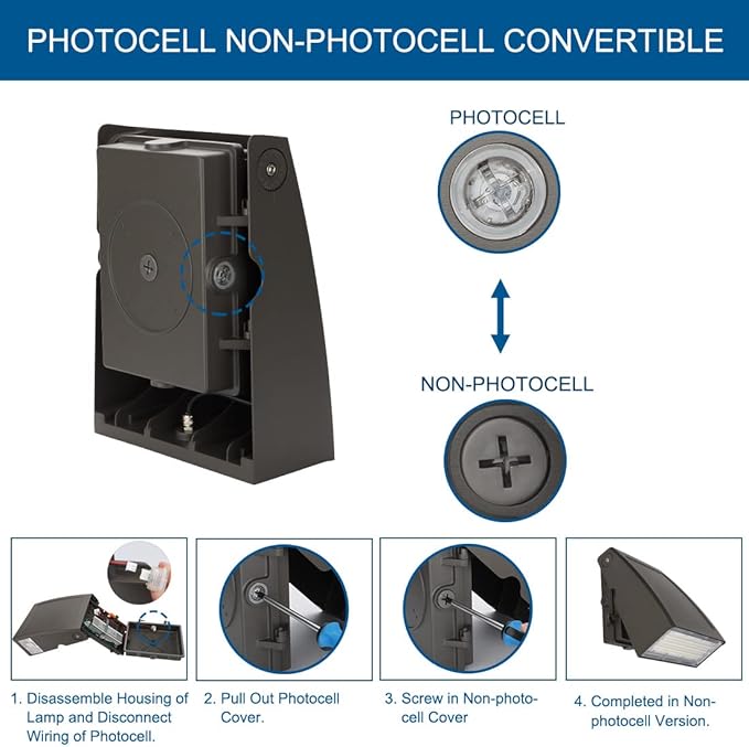DAKASON 60W LED Wall Pack, Dusk-to-Dawn Photocell, Adjustable Head, Full - Image 5