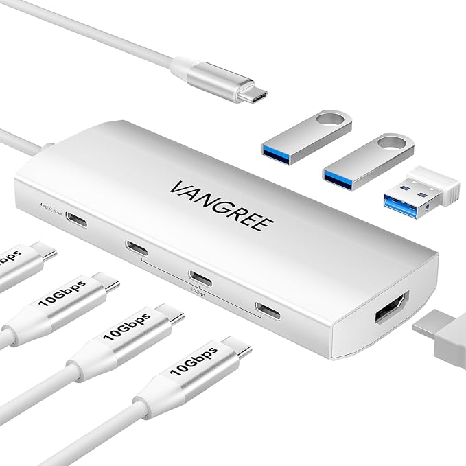 USB C Hub 8 in 1 Multiport Adapter, 3 USB 3.2 Gen 2 Ports by VANGREE