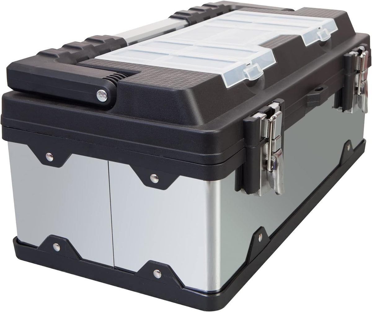 tce 18-inch tool box stainless steel&plastic portable toolbox, close-up detail