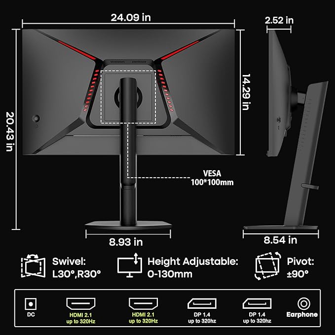 Amzfast 27 Inch Gaming Monitor 320Hz 240Hz WQHD 2560 x 1440p Fast IPS Monitor - Image 9