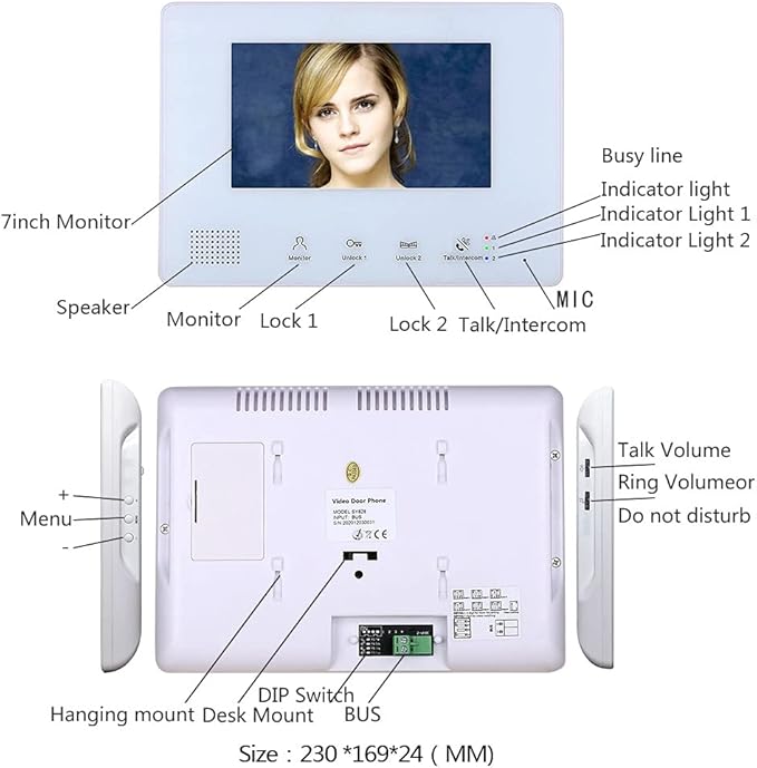 2 Apartment Bus 2 Line Video Doorbell Intercom System 7 Inch Electronic Door - Image 5