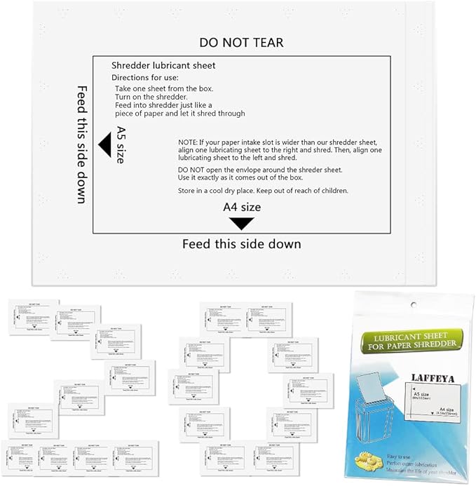 laffeya Shredder Lubricant Sheets & Paper Shredder Sharpening Cleaning Sheet by AddcolourtoyourlifeEASYLY