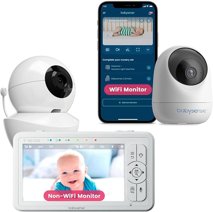Babysense HDS2 5” HD Non-WiFi Baby Monitor Bundle by MostAwardedBabyMonitorBrand