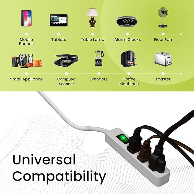 GoGreen Power Inc. 3 Outlet Power Strip, 2.5FT Cord, 2 Pack - Image 7