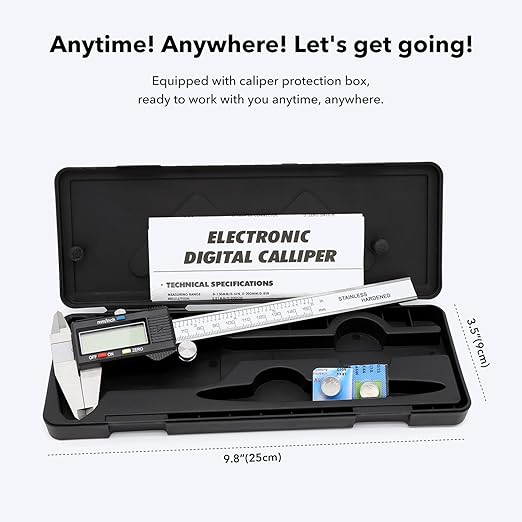 Digital Caliper Precise Measuring Tool, Vizbrite 6 inch Stainless Steel - Image 6