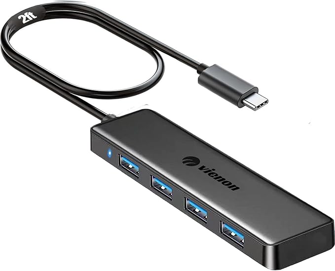 VIENON USB C Hub with 4 USB 3.0 Female Ports, USB C Splitter USB Extender by vienon