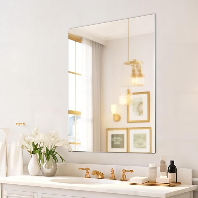 Mirrorons Frameless Mirror, Wall Mirror 24" x 32", Modern Rectangle Bathroom - Image 9