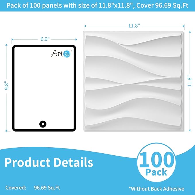 Art3d 100 Pack Decorative 3D Wall Panels, 97 Sq.Feet PVC Interior Wall Décor - Image 2