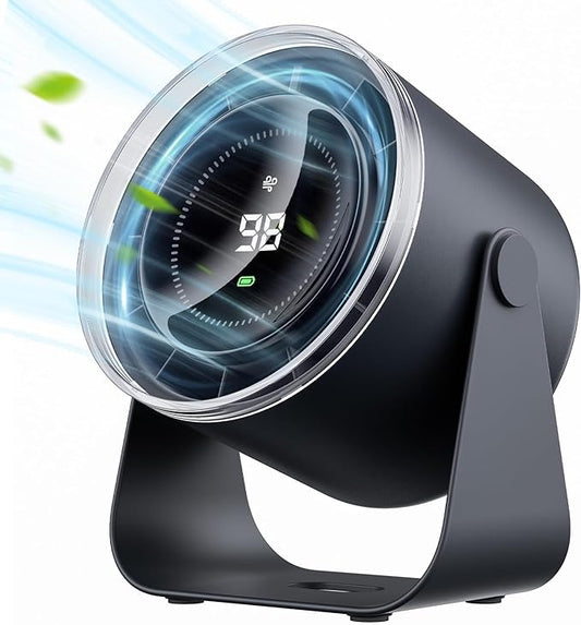 WSKEN Desk Fan with Battery Operated, Quiet Digital Display Portable Fan by SmartProtectionGreenerFuture
