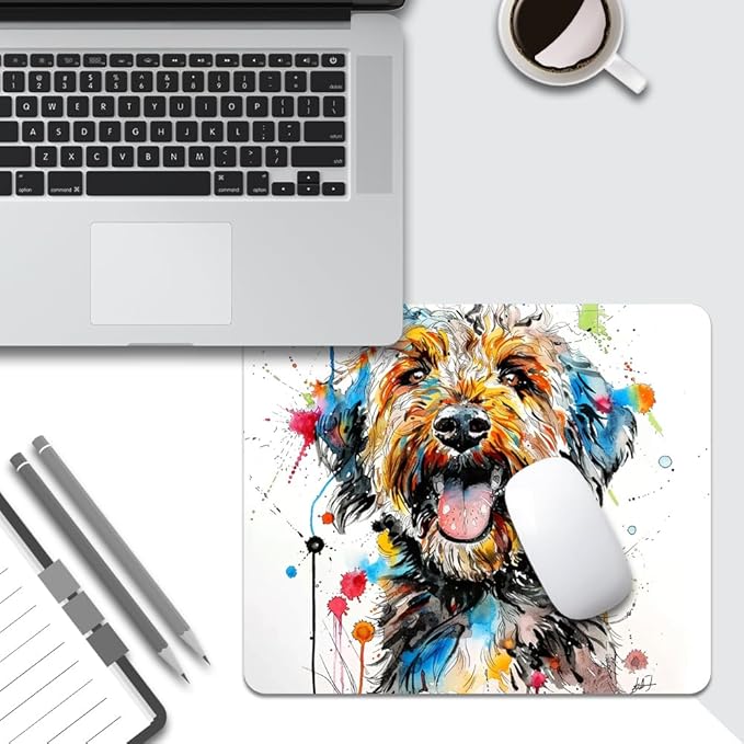 A Dog with Messy Drawings Square Mouse pad, Waterproof, Anti Slip Rubber Base - Image 5