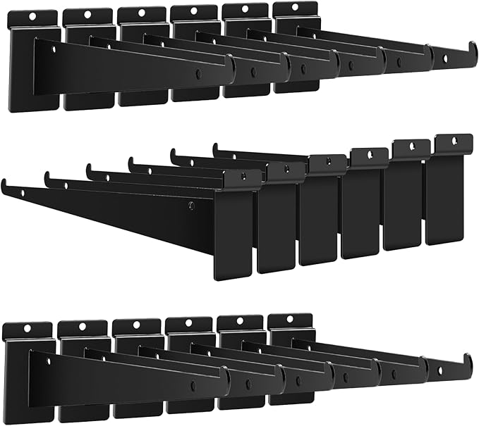 18 Pack Slatwall Shelf Bracket 12 inch, Heavy Duty Metal Shelf Brackets by APOCHON