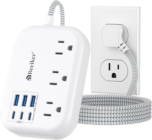 6 USB Power Strip- Travel Power Strip by Beeiker-BetterHelperforYou