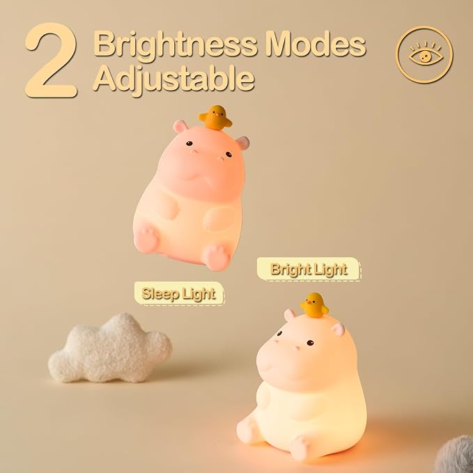 ATSUI Hippo Night Light, LED Squishy Novelty Animal Lamp, Food Grade Silicone - Image 4