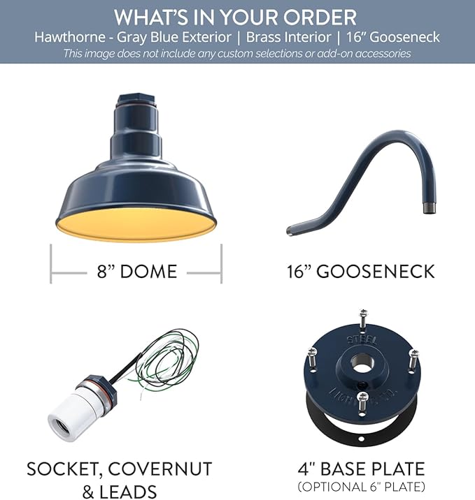 Steel Lighting Co. Hawthorne Barn Light | Outdoor Wall Mounted | 8 inch Dome | - Image 6