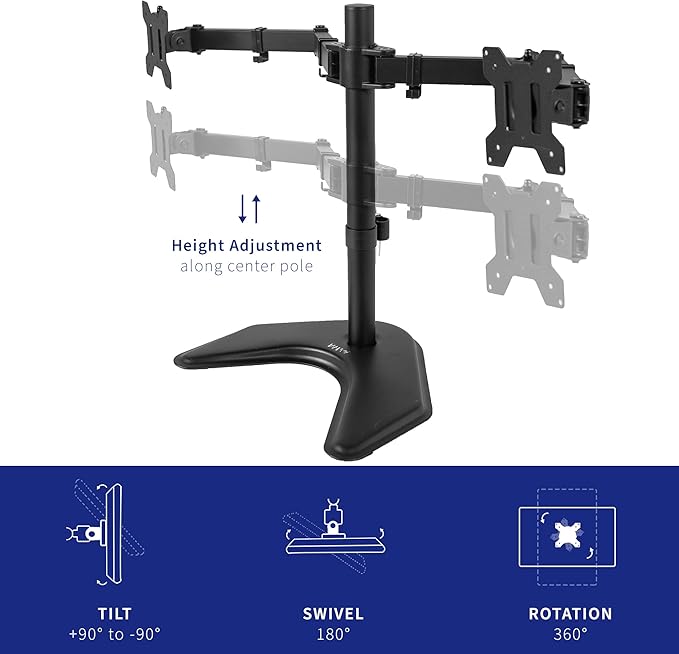 VIVO Dual LED LCD Monitor Mount, Free-Standing Desk Stand - Image 5
