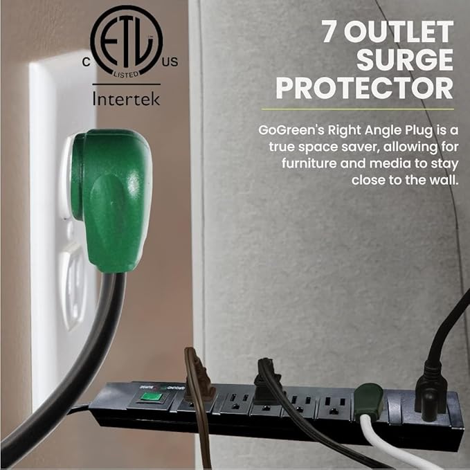 GoGreen Power Inc. 7 Outlet Surge Protector, 6FT Cord, 2 Pack - Image 3