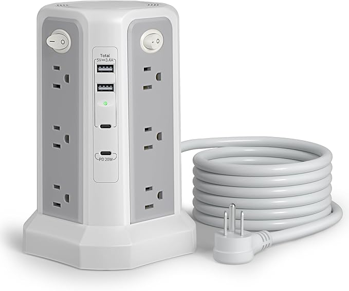 Long Extension Cord 10FT 1625W|13A by PASSUSSurgeProtectorTower