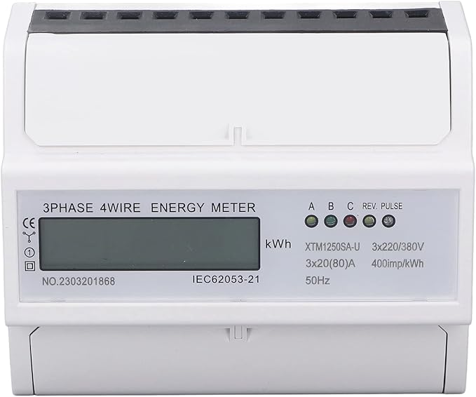 Tyenaza Electric Meter, 3 Phase 4 Wire 7P LCD Digital Display DIN Rail Mount by Tyenaza