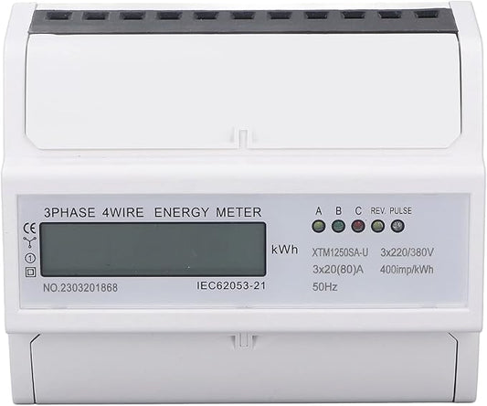 Tyenaza Electric Meter, 3 Phase 4 Wire 7P LCD Digital Display DIN Rail Mount by Tyenaza