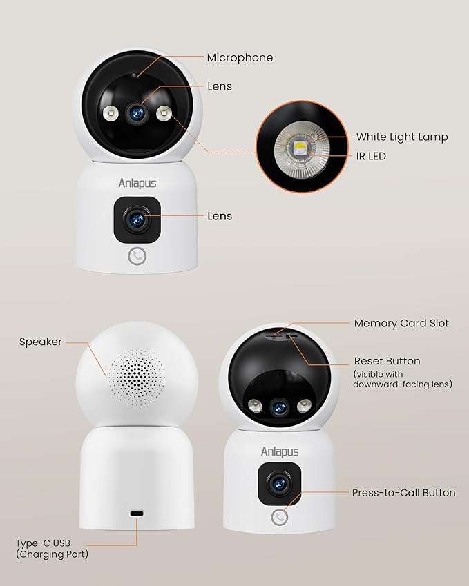 Anlapus 2 x A51D 4MP Dual Lens Indoor Security Camera, Motion Detect, Auto Track - Image 8