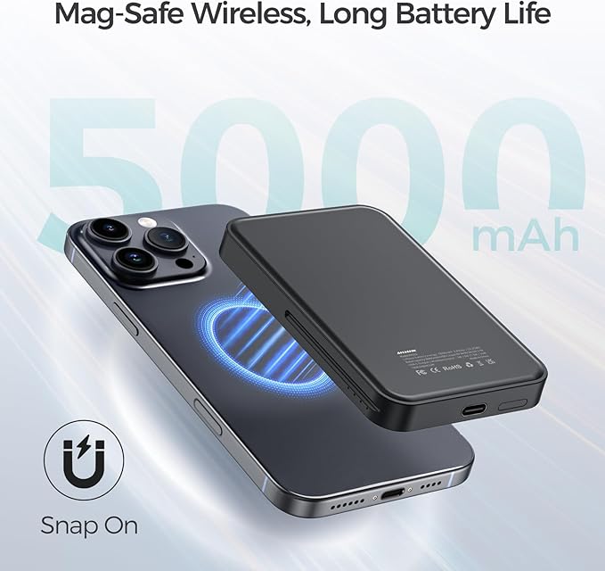 ANJANK 3 in 1 Portable Wireless Charging Station, 5000mAh Removable Mag-Safe - Image 6
