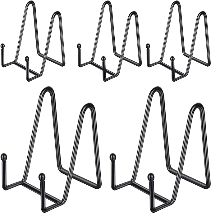 IBosins 5 Pack 4 Inch Plate Holder Display Stands, Metal Black Frame Stand by IBosins