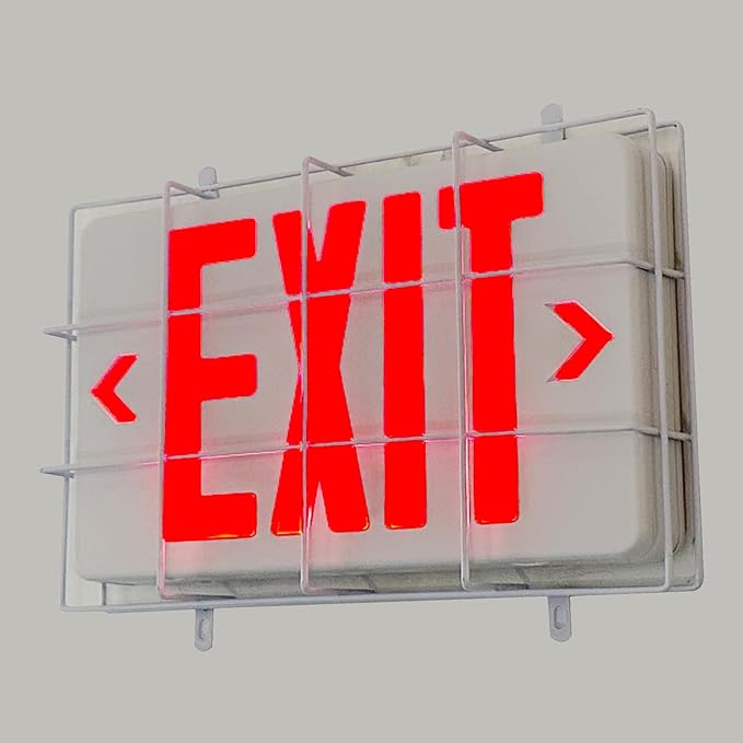 TANLUX Exit Sign with Steel Wire Guard, Wall Mounted Emergency Exit Light with - Image 3
