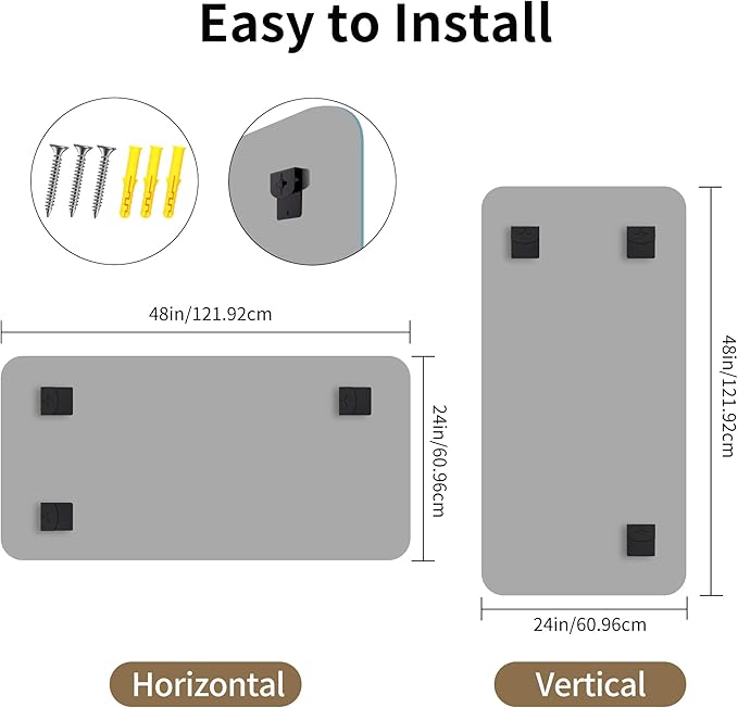 CILIBER Frameless Mirror, 24x48 Beveled Bathroom Mirror Rounded Corner - Image 9