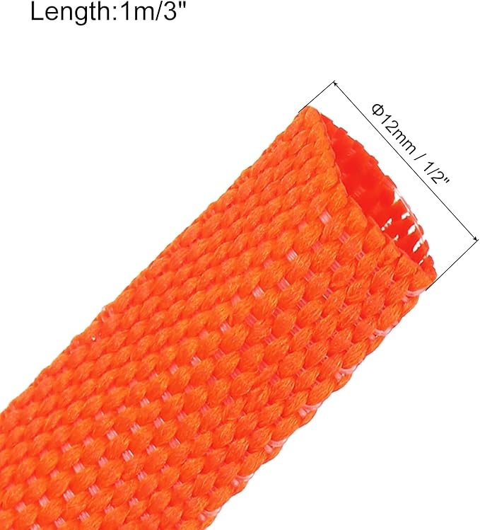 MECCANIXITY Braided Cable Sleeves Heat Shrinkable Fabric Sleeving, 1/2" 3ft - Image 2