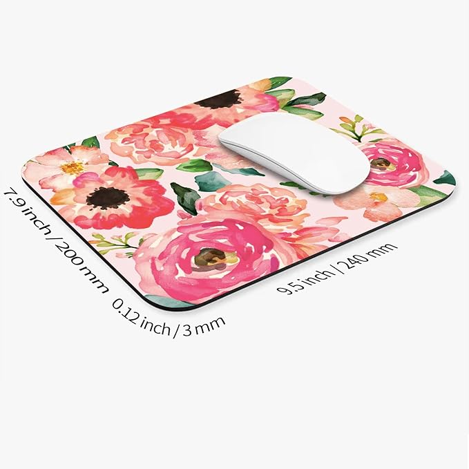 Armanza Square Mouse Pad Pink Watercolor Flower, Personalized Premium-Textured - Image 2