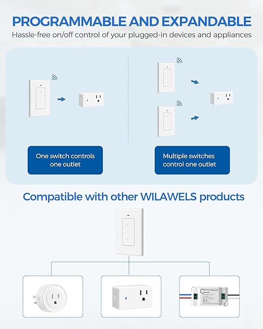 WILAWELS Mini Remote Control Outlet Wireless Light Switch, Programmable and - Image 8