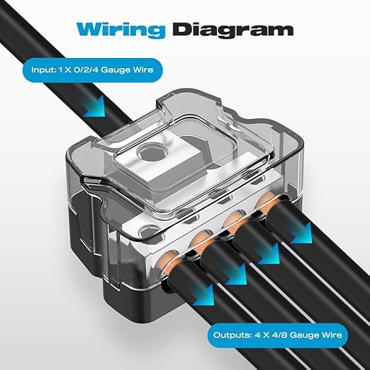Distribution Block Car Audio, Malictele 4 Way 1x0/2/4 Gauge In 4x4/8 Gauge Out - Image 5