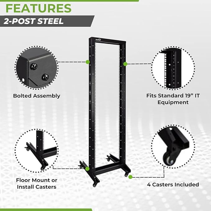 NavePoint 42U 2 Post Open Frame Server Rack - Image 2