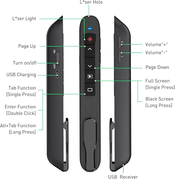 Presentation Clicker Green Laser Pointer, Rechargeable PowerPoint Clicker - Image 8