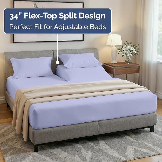 Split Head King Sheet Set – 4 Piece Flex Split Top King Sheets - Image 4