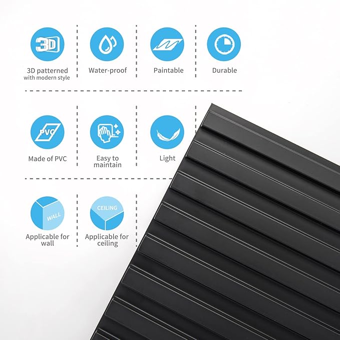 Art3d Slat Wall Panel, 3D Fluted Textured Panel 12-Tile 19.7 x 19.7in. - Image 7