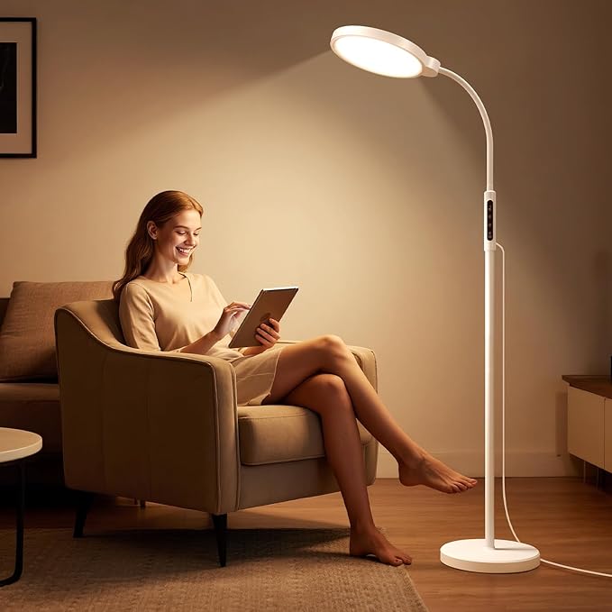 Happy Light Therapy Lamp, 11000 Lux UV-Free Floor Sun Light Lamp by Morfone