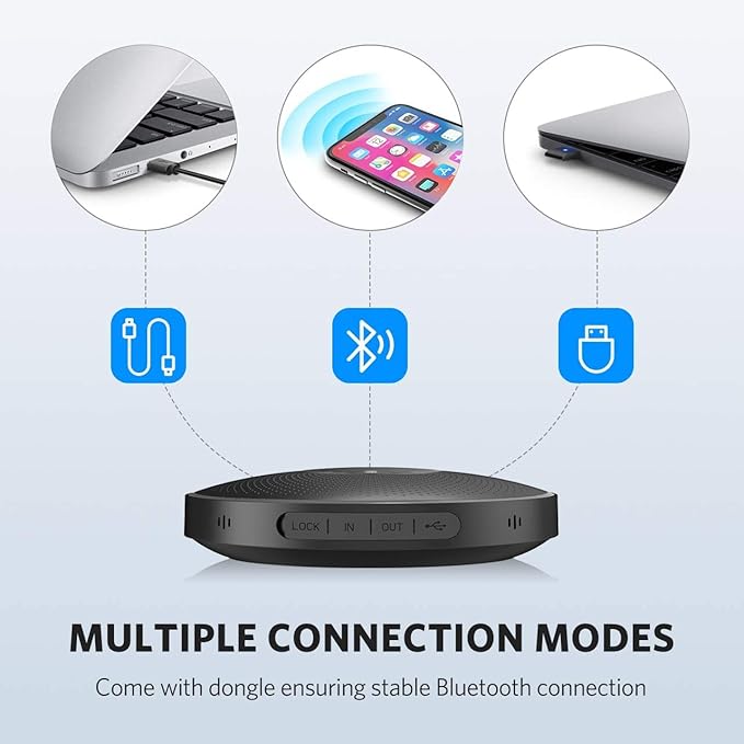 EMEET Bluetooth Speakerphone M2 Black Conference Speaker - Image 6