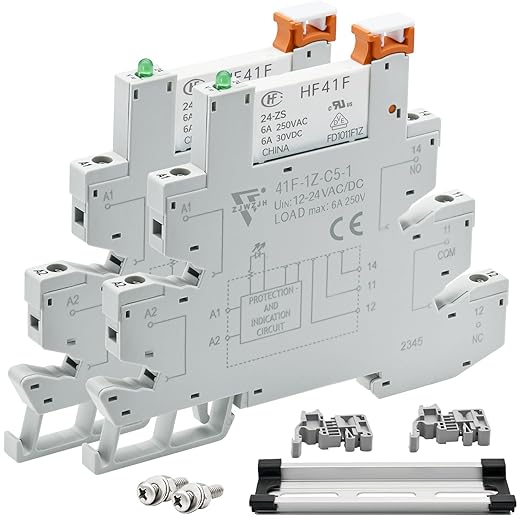 2Pcs Miniature Power Relay DC 24V HF41F/24-ZS 5 Pin 1NO 1NC 6A SPDT by ZJWZJH