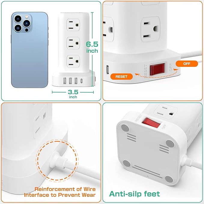 Tower Surge Protector Power Strip - Image 5