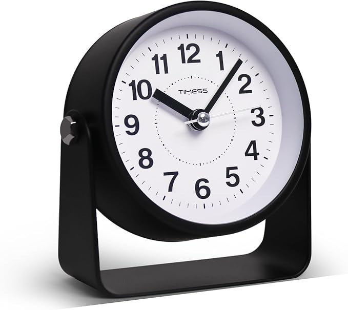 TIMESS Analog Alarm Clock, Silent Non-Ticking Quartz Movement, Battery-Operated by TIMESS