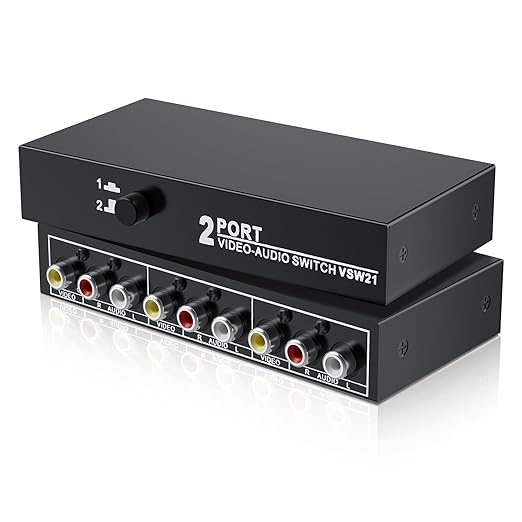RCA Switch 2 in 1 Out Composite Video L/R Audio Switcher Selector Box 2X1 by BolAAzuL