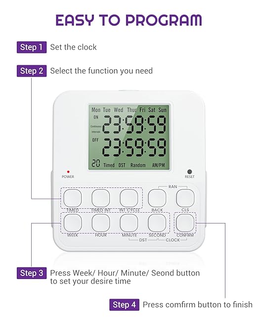 NEARPOW Digital Timer Outlet, Infinite Interval Repeat Cycle Timer Plug - Image 5