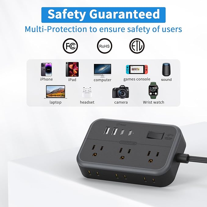 10 in 1Power Strip NTONPOWER Ultra Thin Flat Plug Extension Cord - Image 8