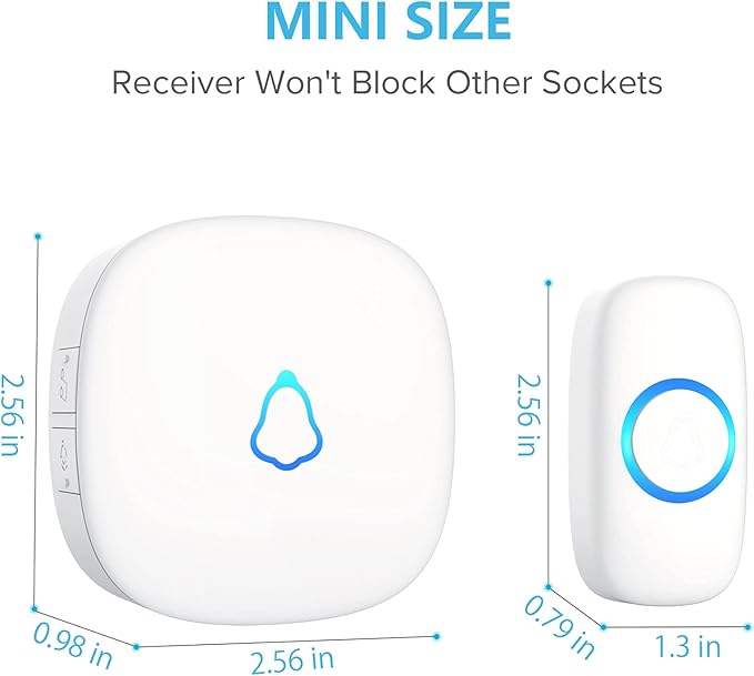 Wireless Doorbell 2 Buttons 2 Receivers, SECRUI Mini Waterproof Door Bell - Image 2