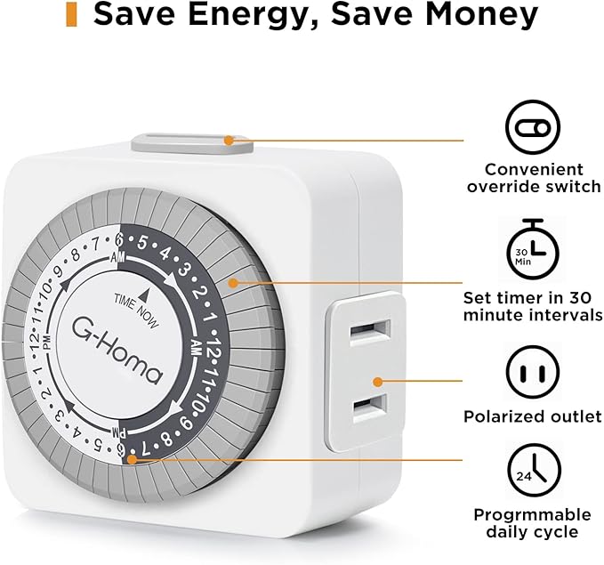 G-Homa Timers for Electrical Outlets 4 Packs, 24 Hour Indoor Plug-in Mechanical - Image 2