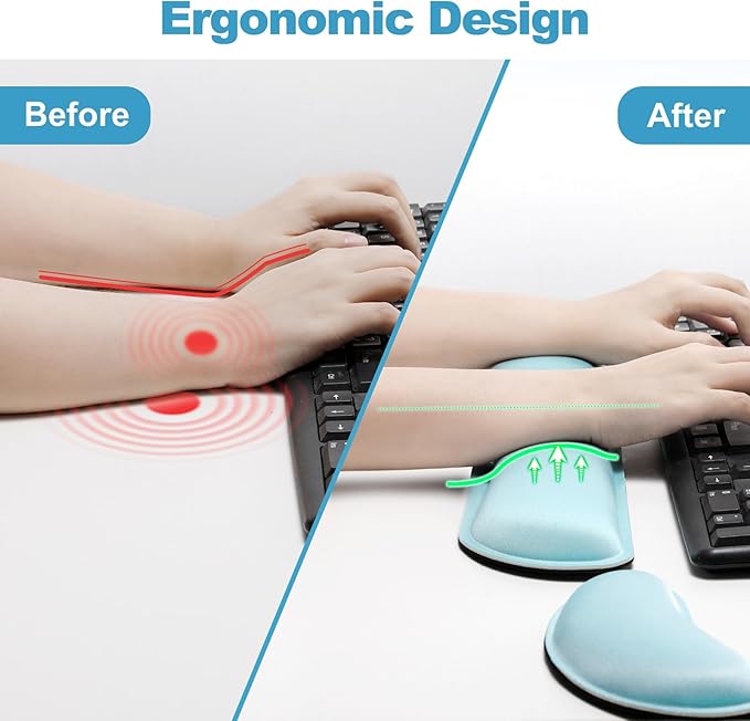 Gimars Upgrade Enlarge Gel Memory Foam Set Keyboard Wrist Rest Pad, Mouse Wrist - Image 3